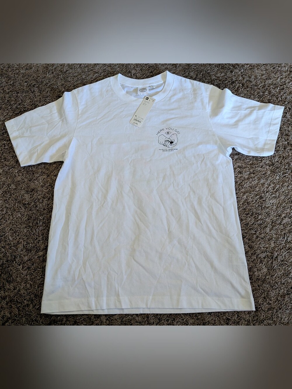 NWT GU Yunosuke Japanese Nigiri Sushi White Cotton Shirt Men's M